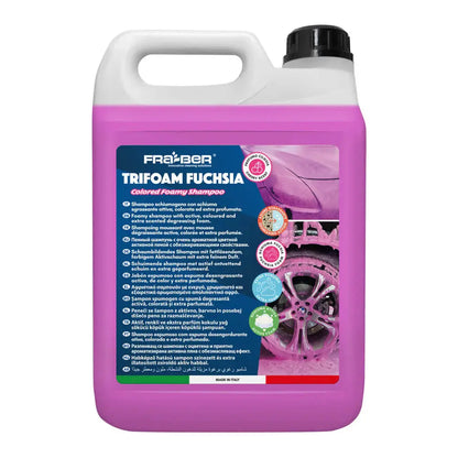 Trifoam Shampoing avec mousse active bleu fuchsia vert ou jaune Fra-Ber